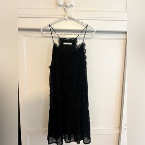 Mango Suit Beaded Drop Waist Dress — black